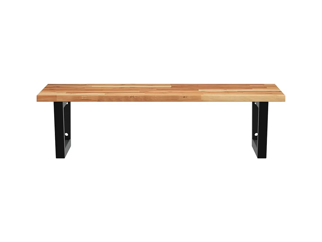 Étagère de vasque murale acier et bois massif d'acacia