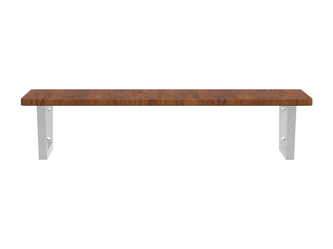 Estante de lavabo de pared de acero y madera maciza de roble