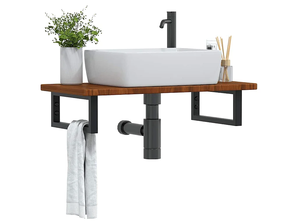 Badkamer wandschap staal en massief eikenhout