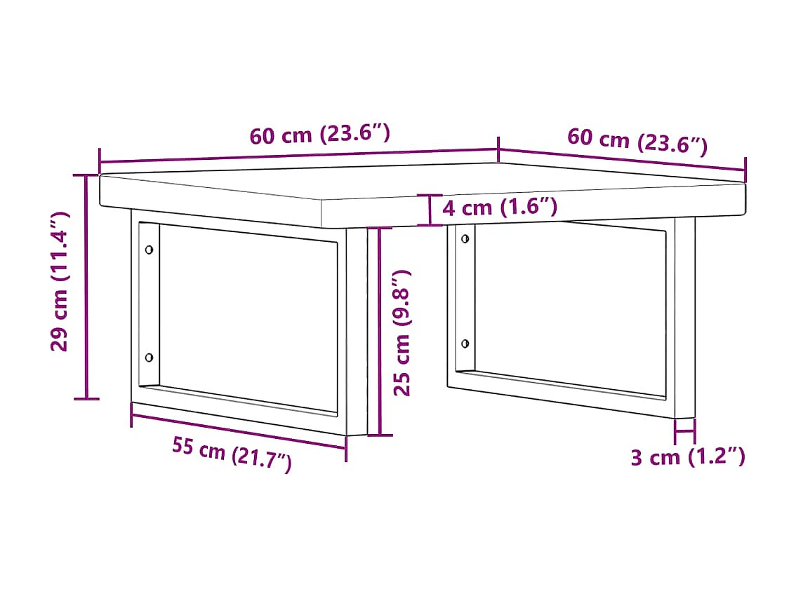 Prateleira de parede p/ lavatório aço/madeira carvalho maciça