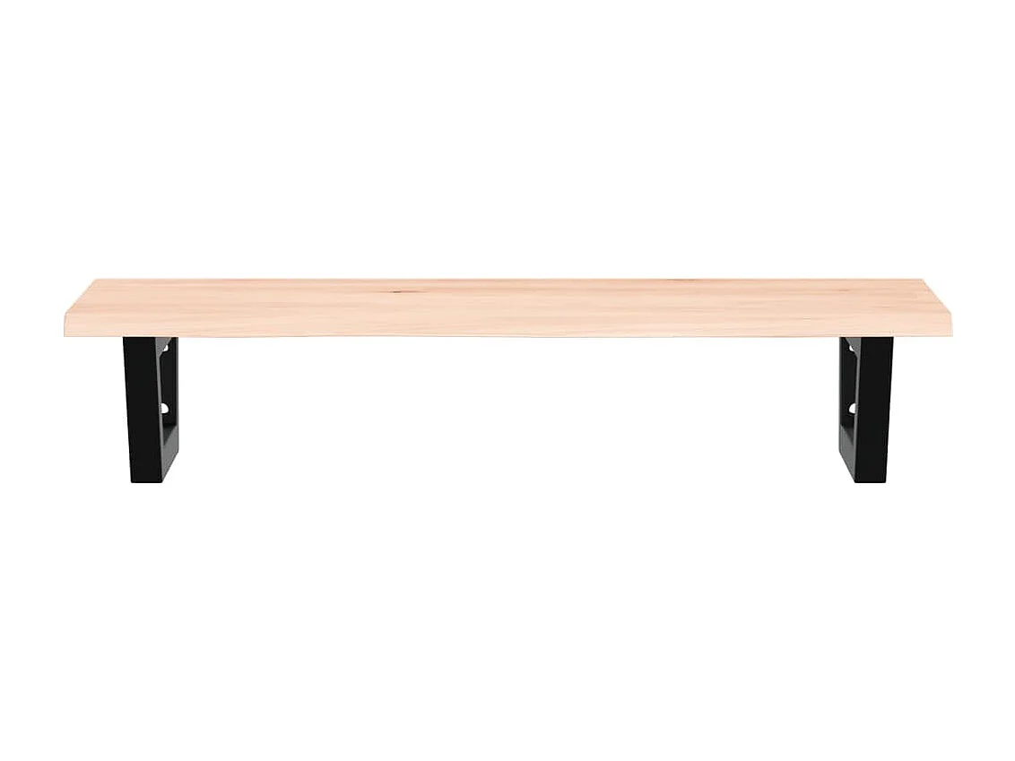 Waschtischplatte mit Halterung Stahl und Massivholz Eiche