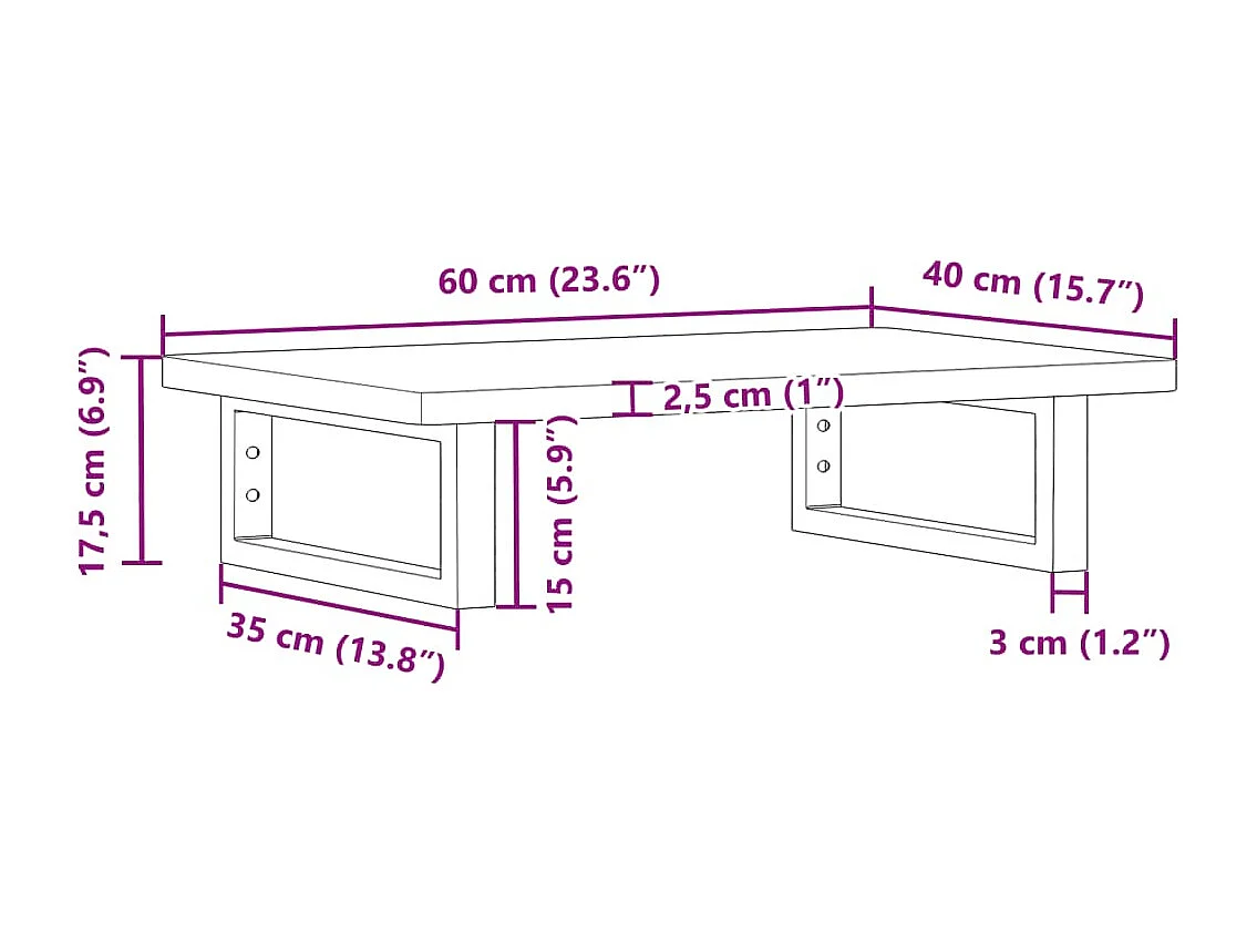 Estante de lavabo de pared de acero y madera maciza de haya