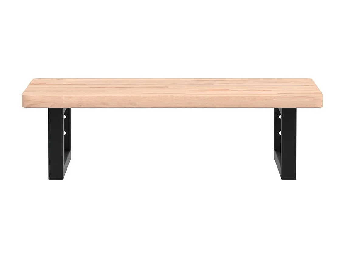 Estante de lavabo de pared de acero y madera maciza de haya