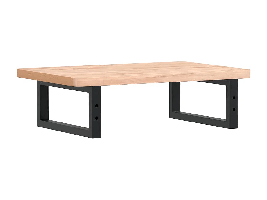 Estante de lavabo de pared de acero y madera maciza de haya