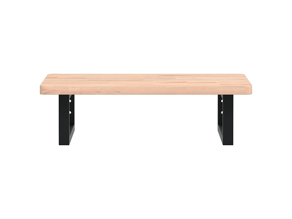 Waschbeckenregal Wandmontage Stahl und Massivholz Buche