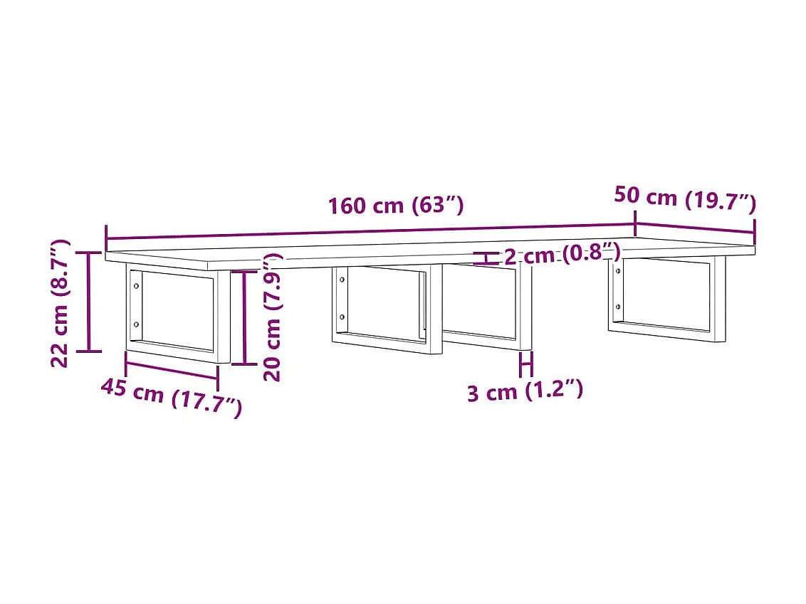 Étagère de vasque murale acier et bois massif d'acacia