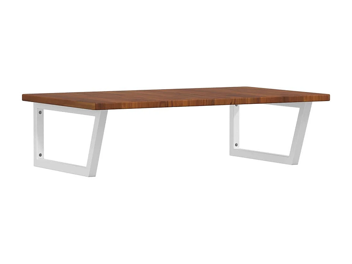 Ripiano a Parete per Lavabo in Acciaio e Massello di Rovere