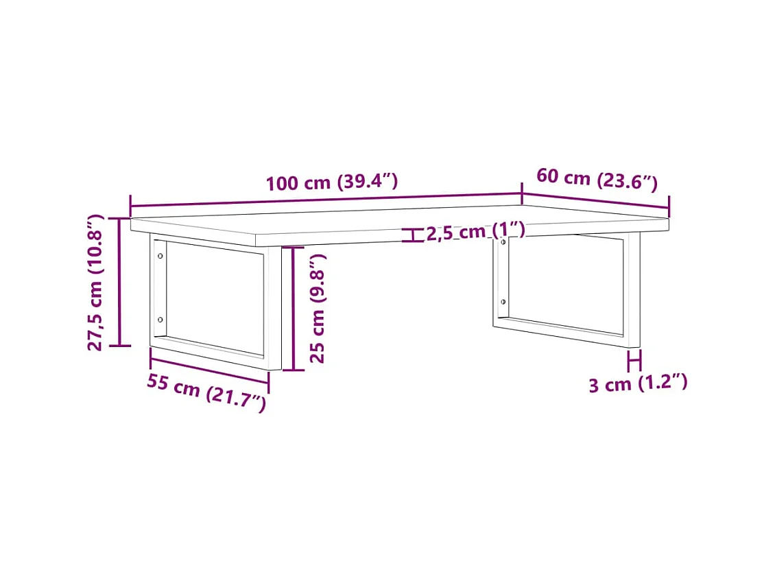Ripiano a Parete per Lavabo in Acciaio e Massello di Faggio