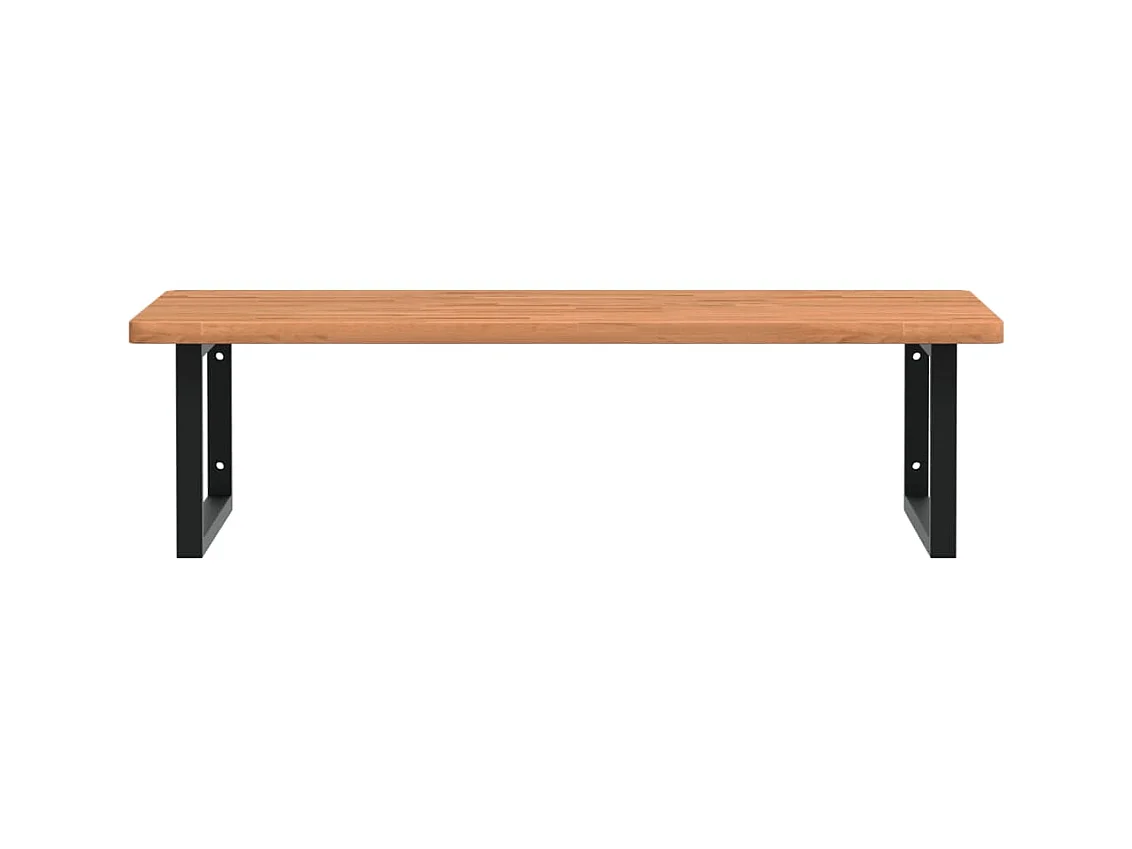 Ripiano a Parete per Lavabo in Acciaio e Massello di Faggio