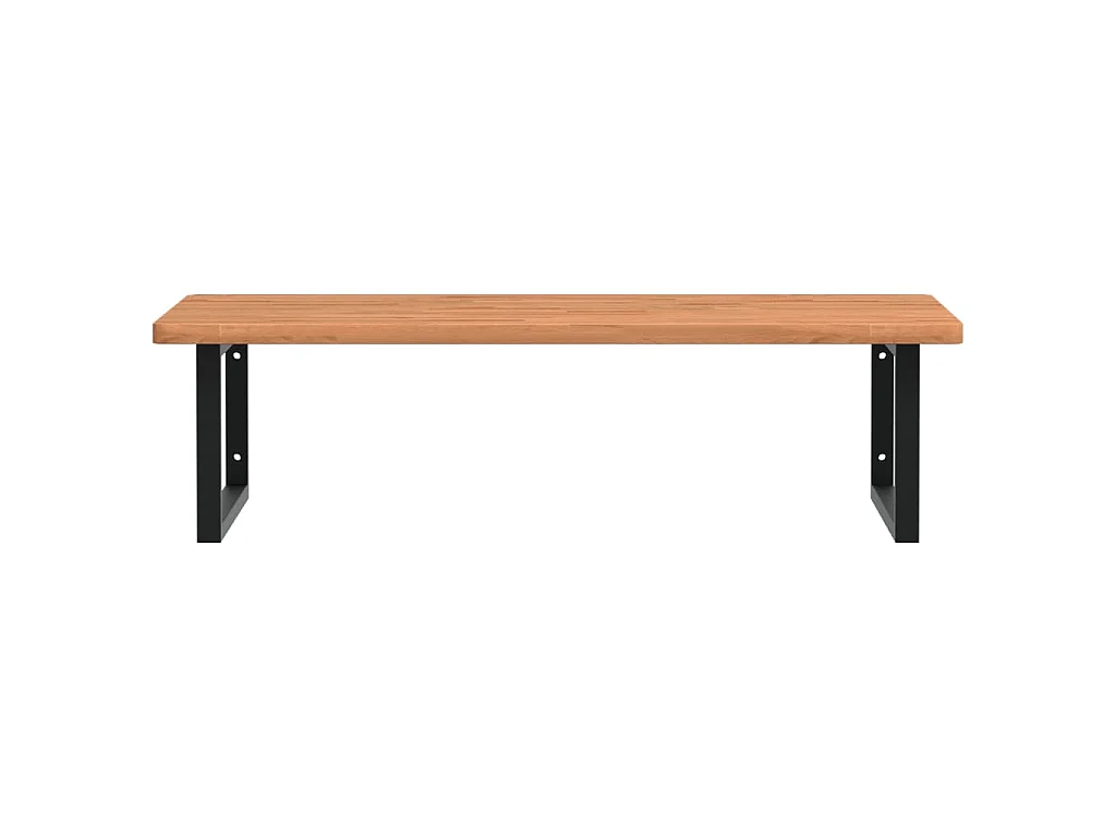 Estante de lavabo de pared de acero y madera maciza de haya