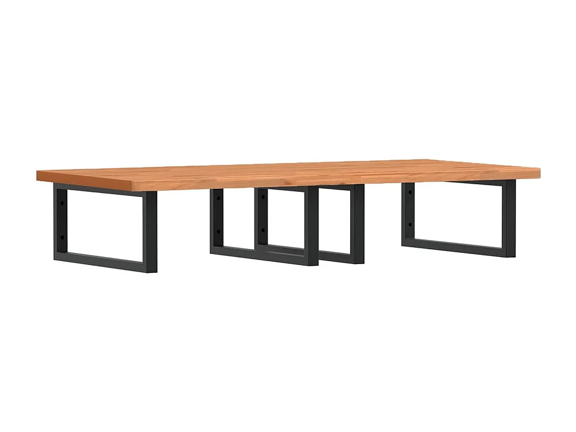 Waschbeckenregal Wandmontage Stahl und Massivholz Buche