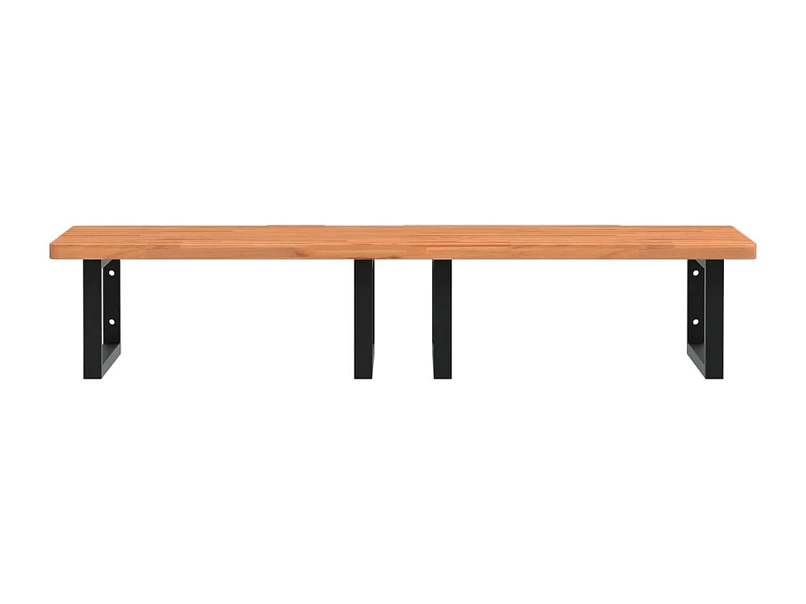 Waschbeckenregal Wandmontage Stahl und Massivholz Buche