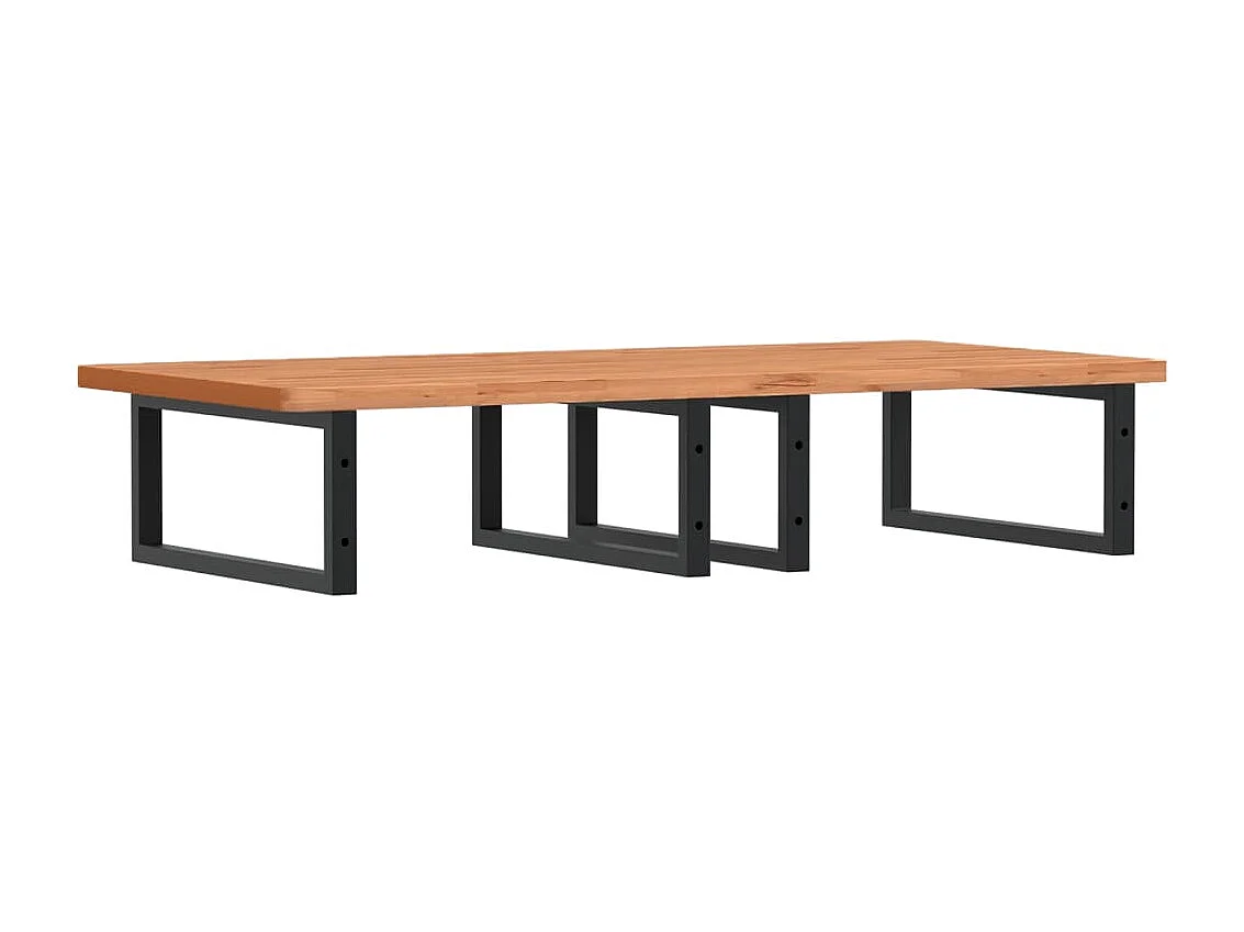 Waschbeckenregal Wandmontage Stahl und Massivholz Buche