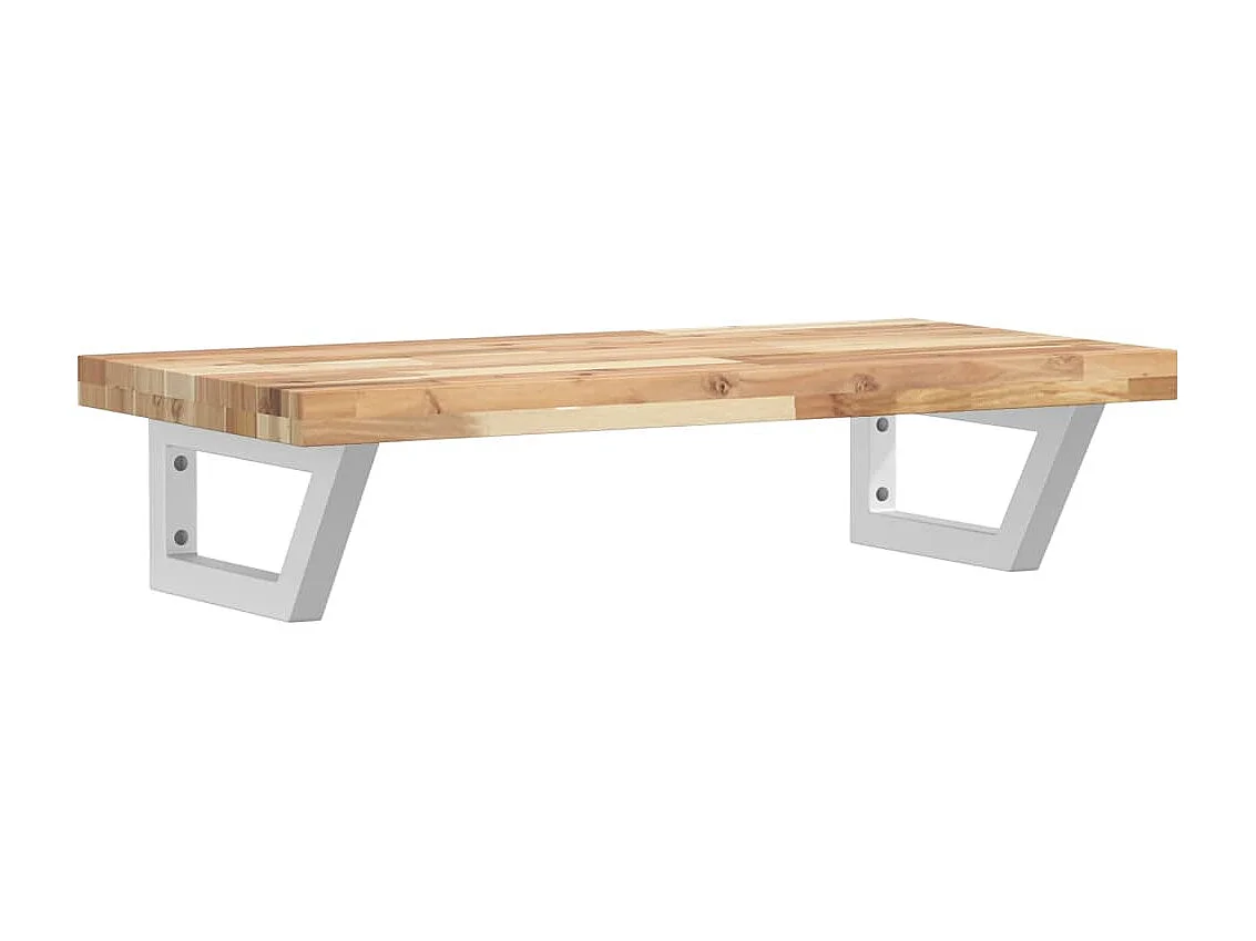 Estante de lavabo de pared acero y madera maciza de acacia