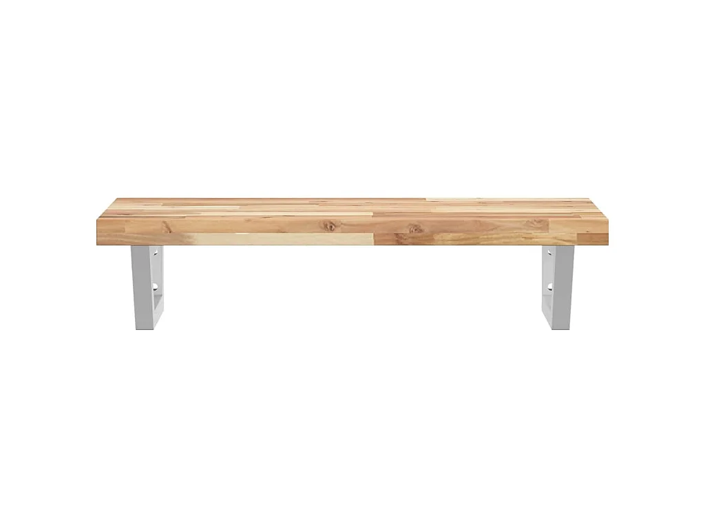 Étagère de vasque murale acier et bois massif d'acacia