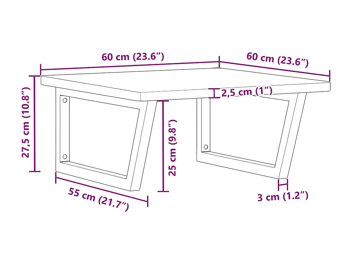 Étagère de vasque murale acier et bois de chêne massif