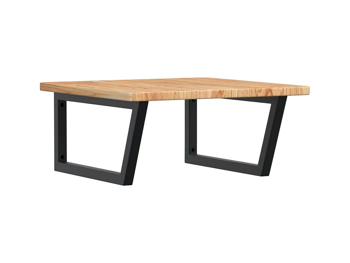 Ripiano a Parete per Lavabo in Acciaio e Massello di Rovere