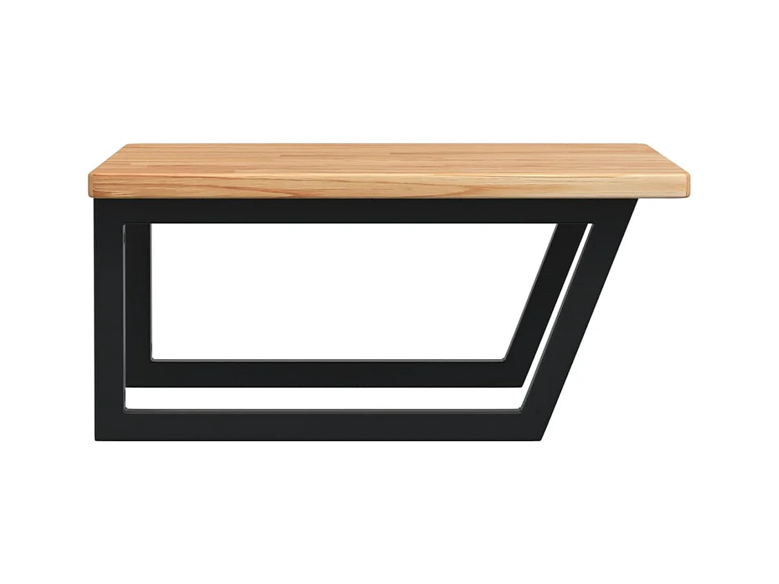 Ripiano a Parete per Lavabo in Acciaio e Massello di Rovere