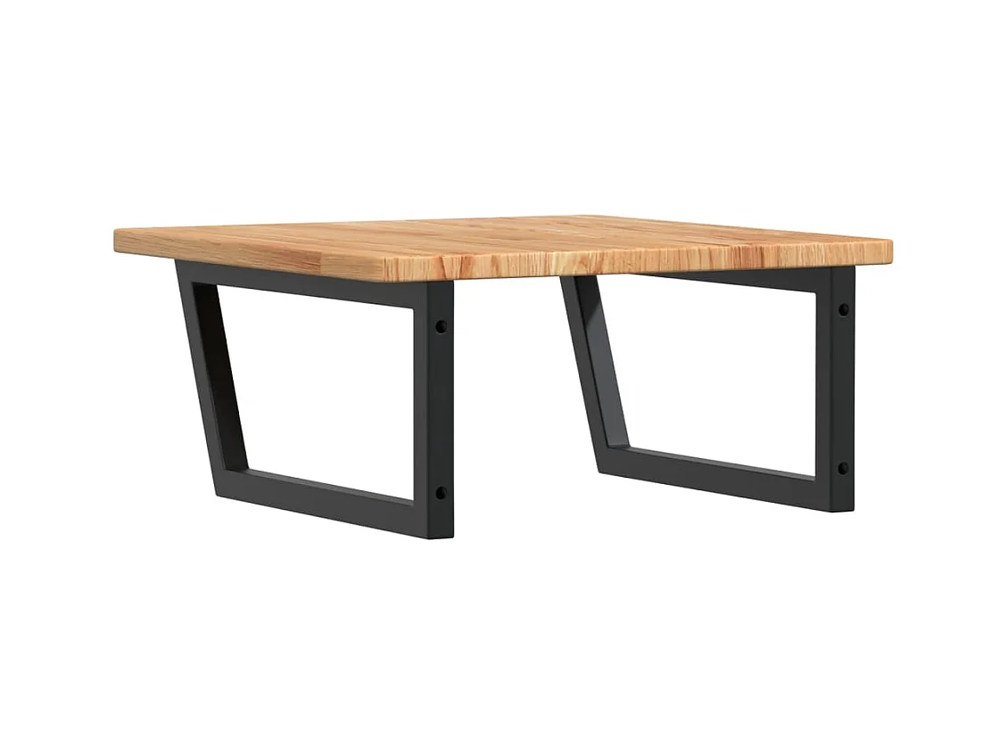 Ripiano a Parete per Lavabo in Acciaio e Massello di Rovere