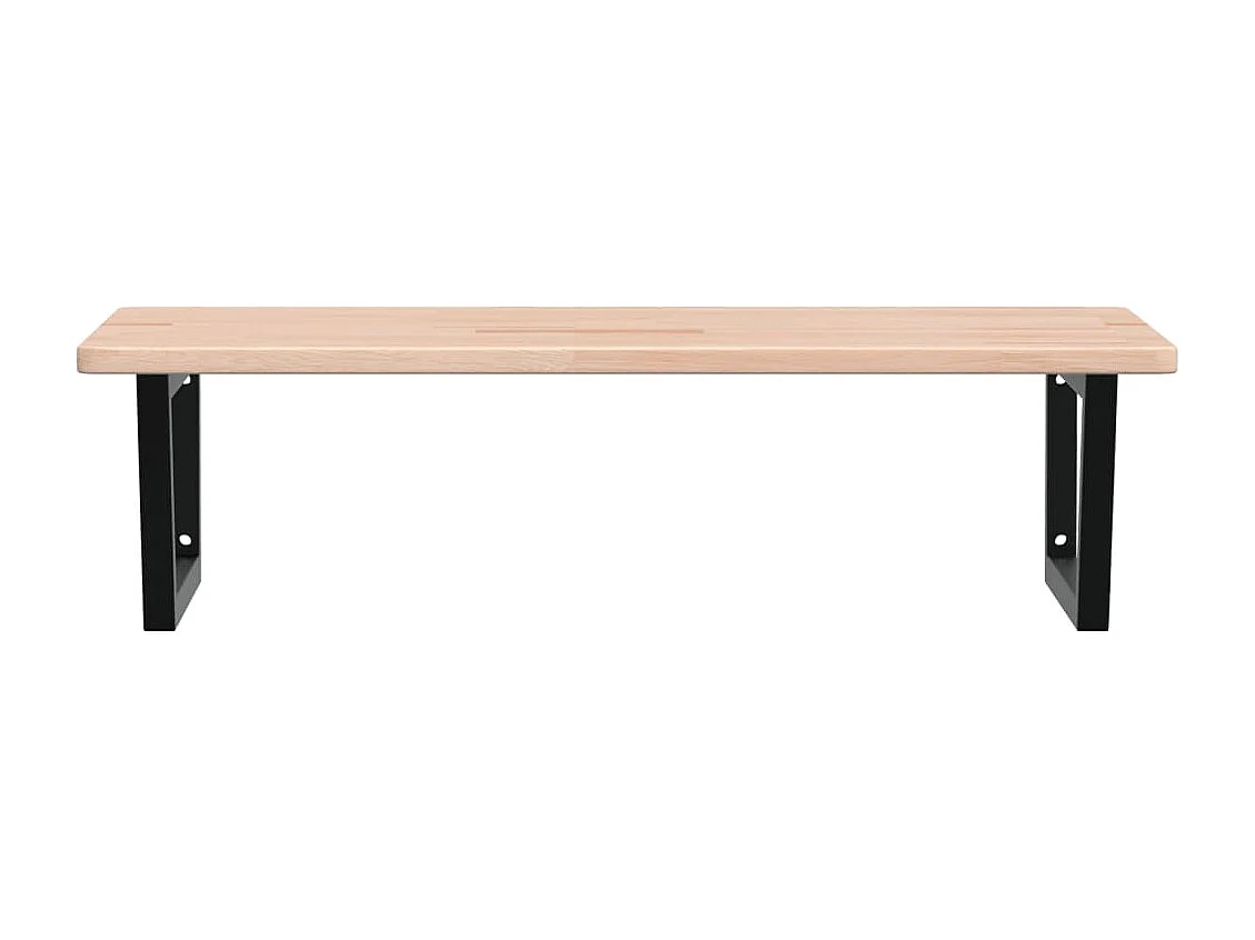 Waschtischplatte mit Halterung Stahl und Massivholz Eiche