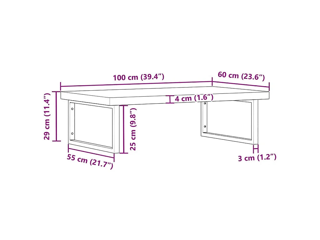 Waschbeckenregal Wandmontage Stahl und Massivholz Buche