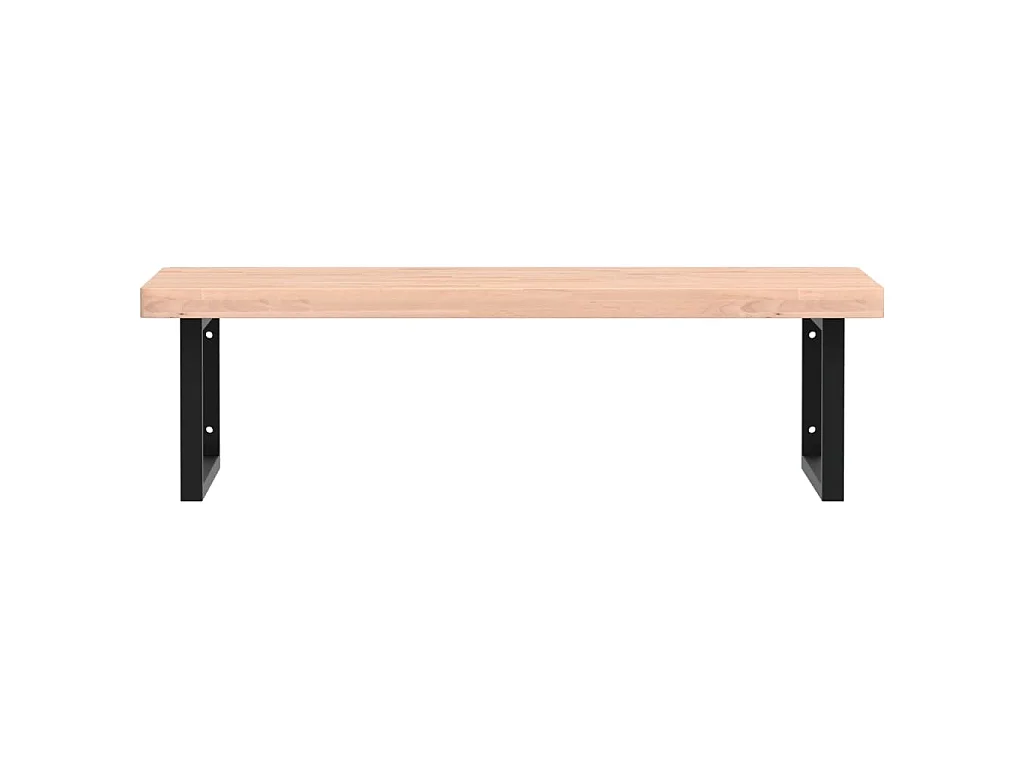 Waschbeckenregal Wandmontage Stahl und Massivholz Buche
