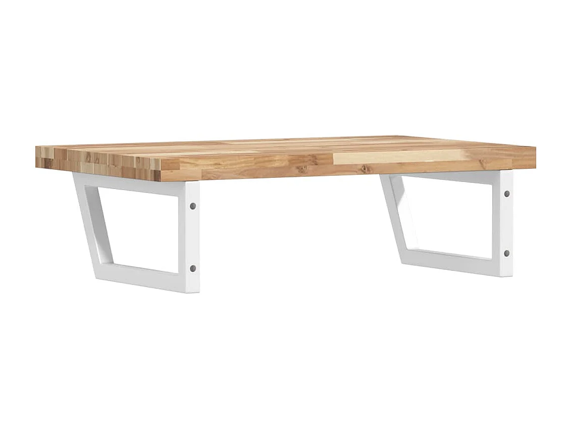 Estante de lavabo de pared acero y madera maciza de acacia