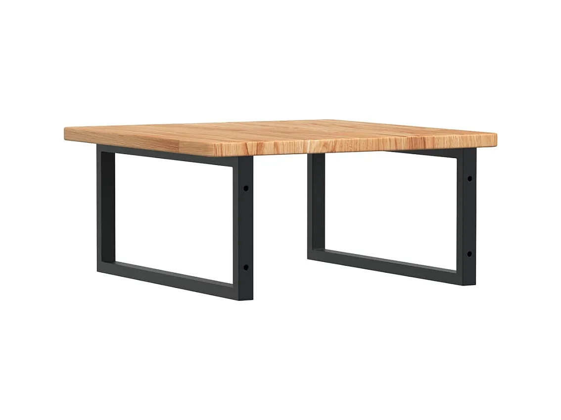 Ripiano a Parete per Lavabo in Acciaio e Massello di Rovere