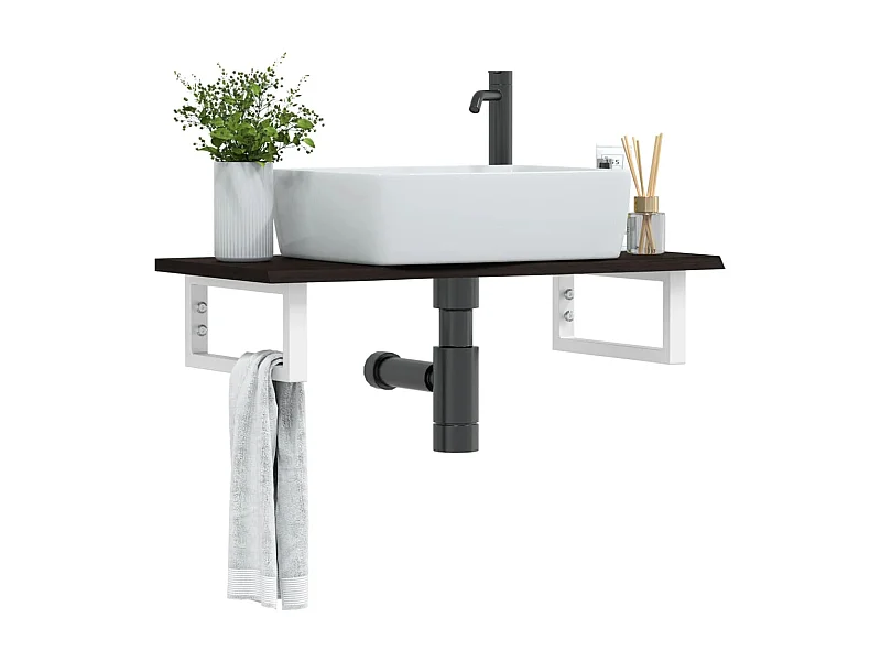 Badkamer wandschap staal en massief eikenhout