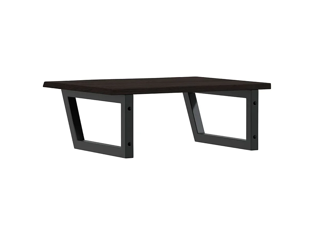 Estante de lavabo de pared de acero y madera maciza de roble