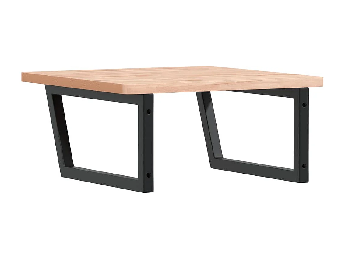 Étagère de vasque murale acier et bois massif de hêtre