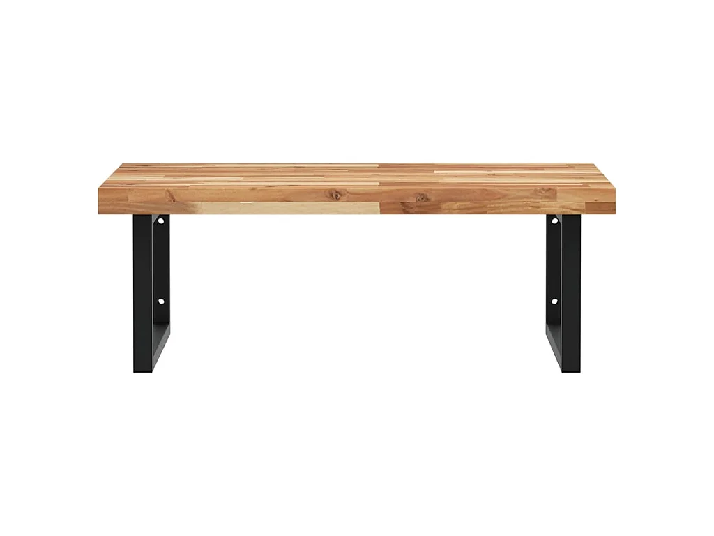 Étagère de vasque murale acier et bois massif d'acacia