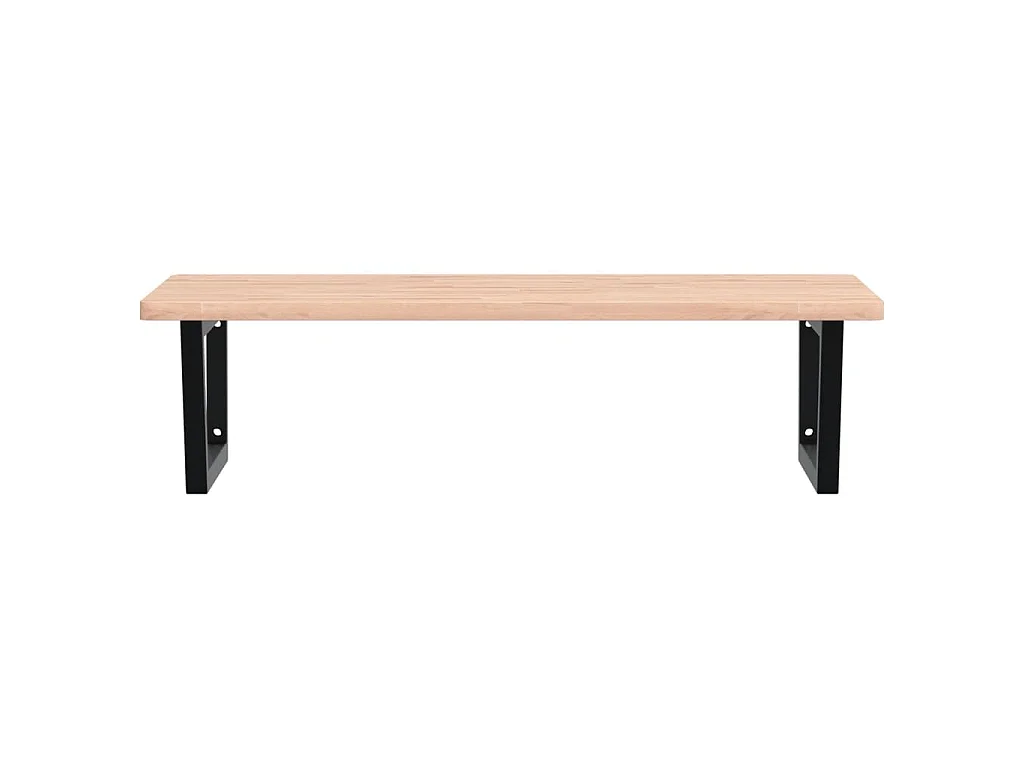Waschbeckenregal Wandmontage Stahl und Massivholz Buche
