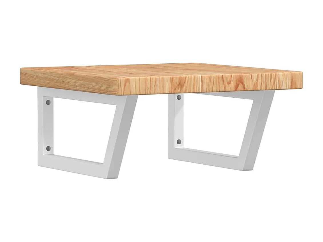 Waschtischplatte mit Halterung Stahl und Massivholz Eiche