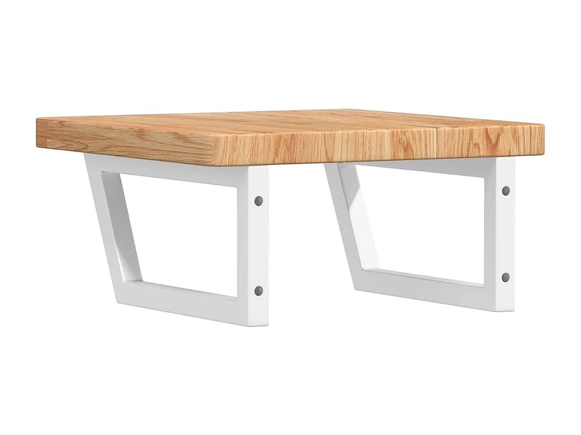 Waschtischplatte mit Halterung Stahl und Massivholz Eiche