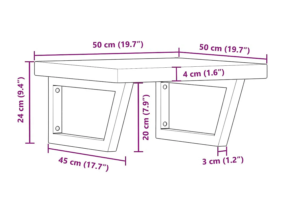 Estante de lavabo de pared de acero y madera maciza de roble