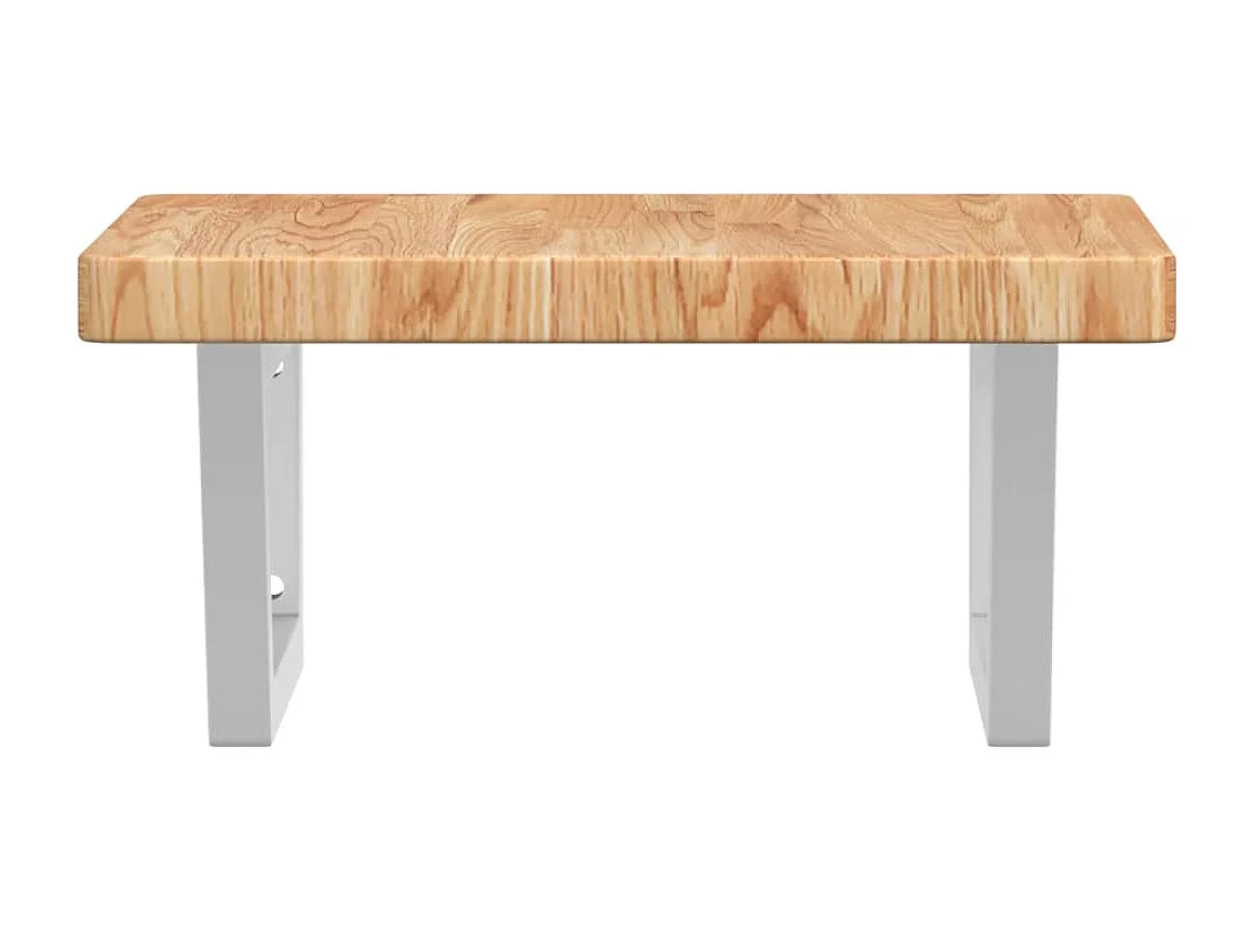 Estante de lavabo de pared de acero y madera maciza de roble