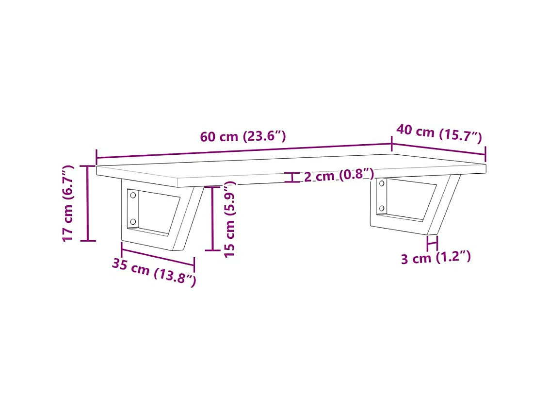 Étagère de vasque murale acier et bois massif d'acacia