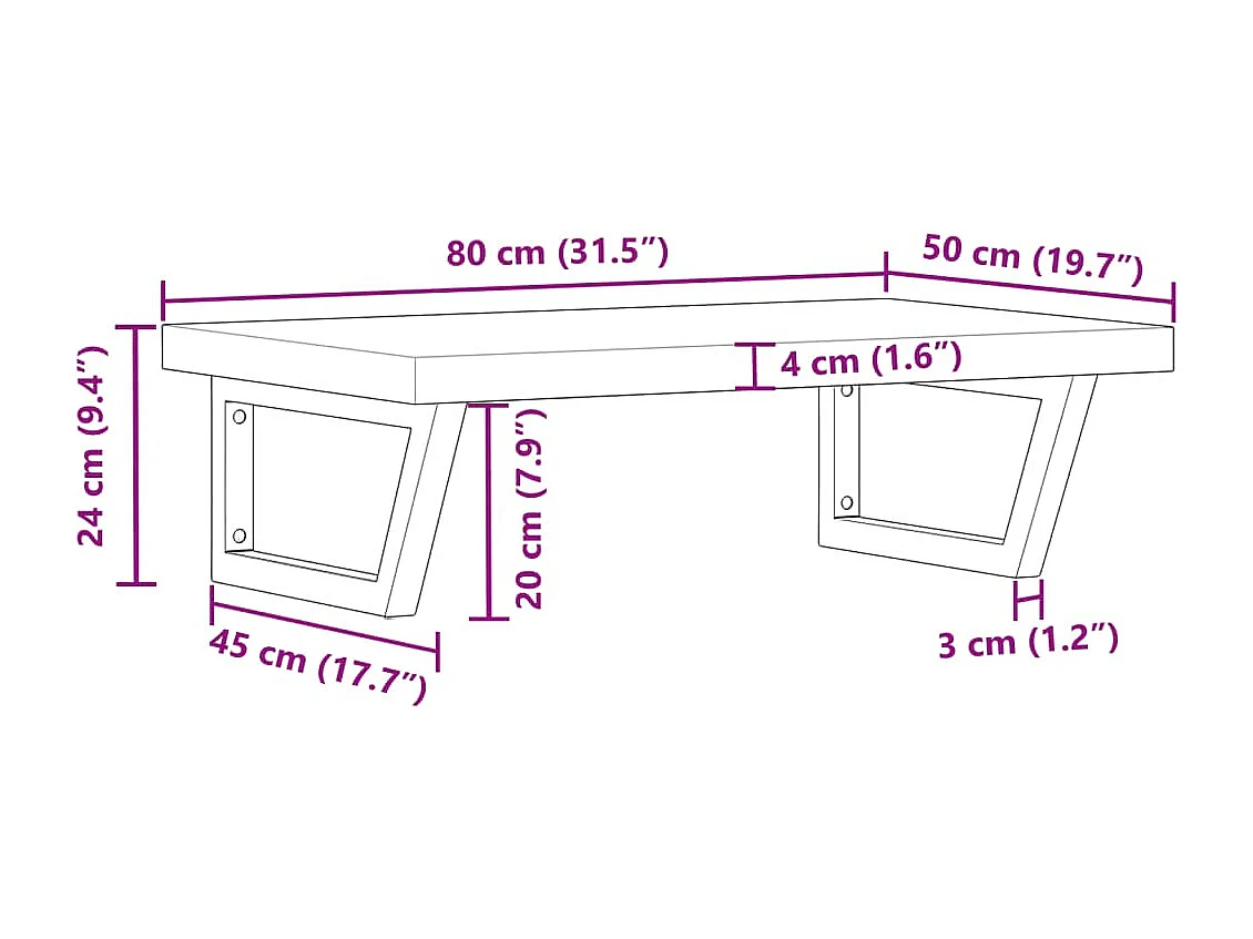 Waschbeckenregal Wandmontage Stahl und Akazienholz