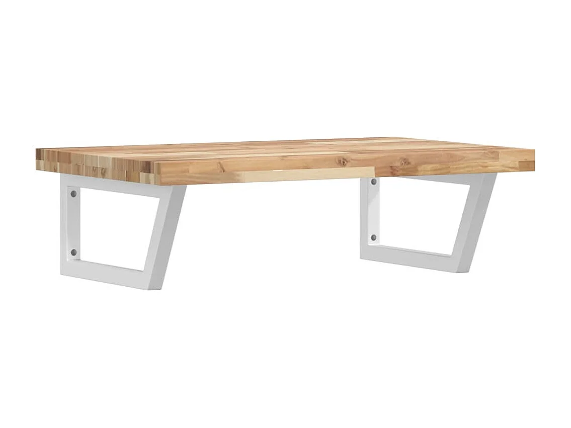 Estante de lavabo de pared acero y madera maciza de acacia