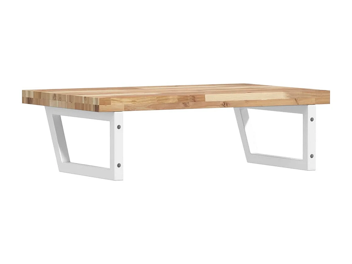 Estante de lavabo de pared acero y madera maciza de acacia