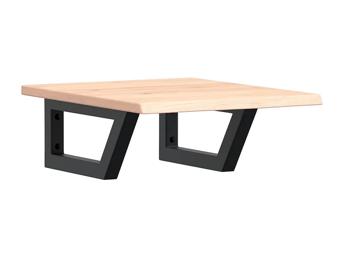 Ripiano a Parete per Lavabo in Acciaio e Massello di Rovere