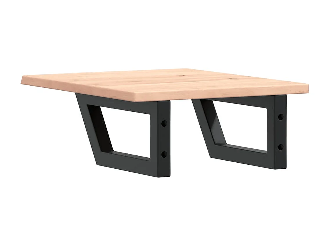 Ripiano a Parete per Lavabo in Acciaio e Massello di Rovere