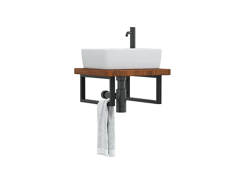 Badkamer wandschap staal en massief eikenhout