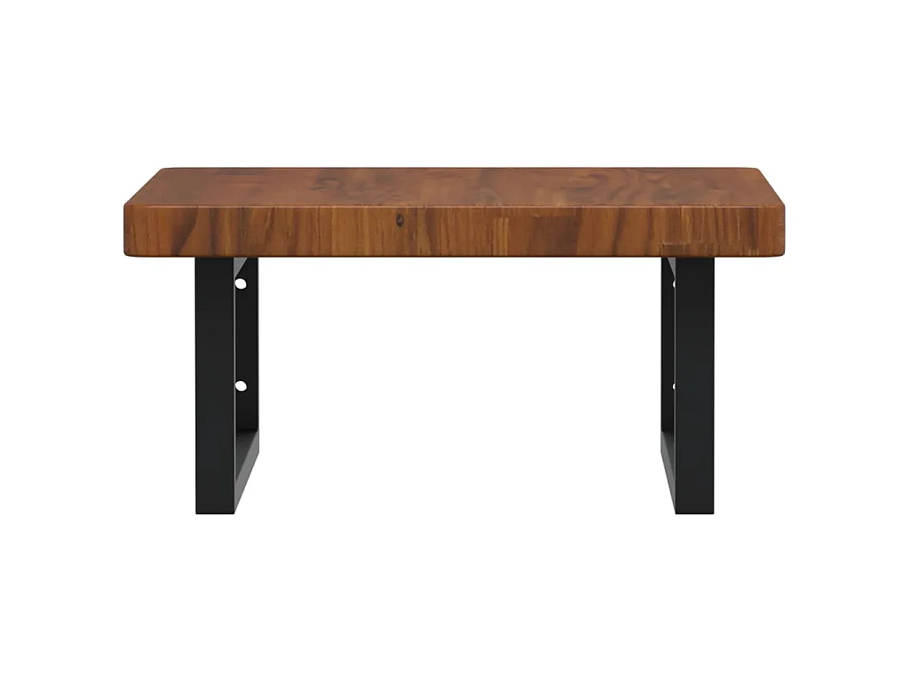 Estante de lavabo de pared de acero y madera maciza de roble