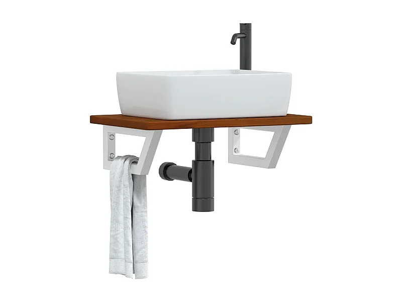 Badkamer wandschap staal en massief eikenhout