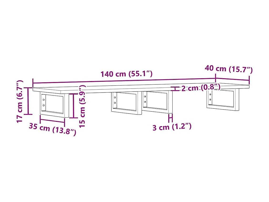 Étagère de vasque murale acier et bois massif d'acacia