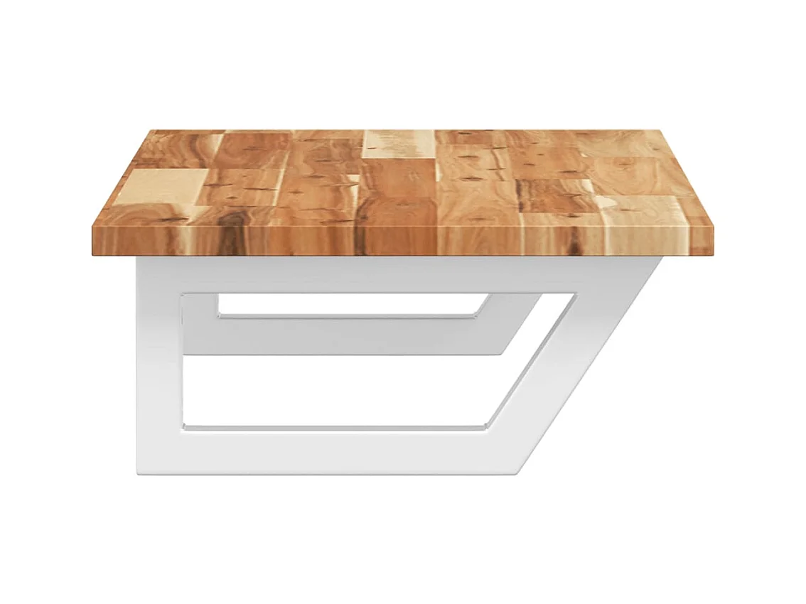 Étagère de vasque murale acier et bois massif d'acacia