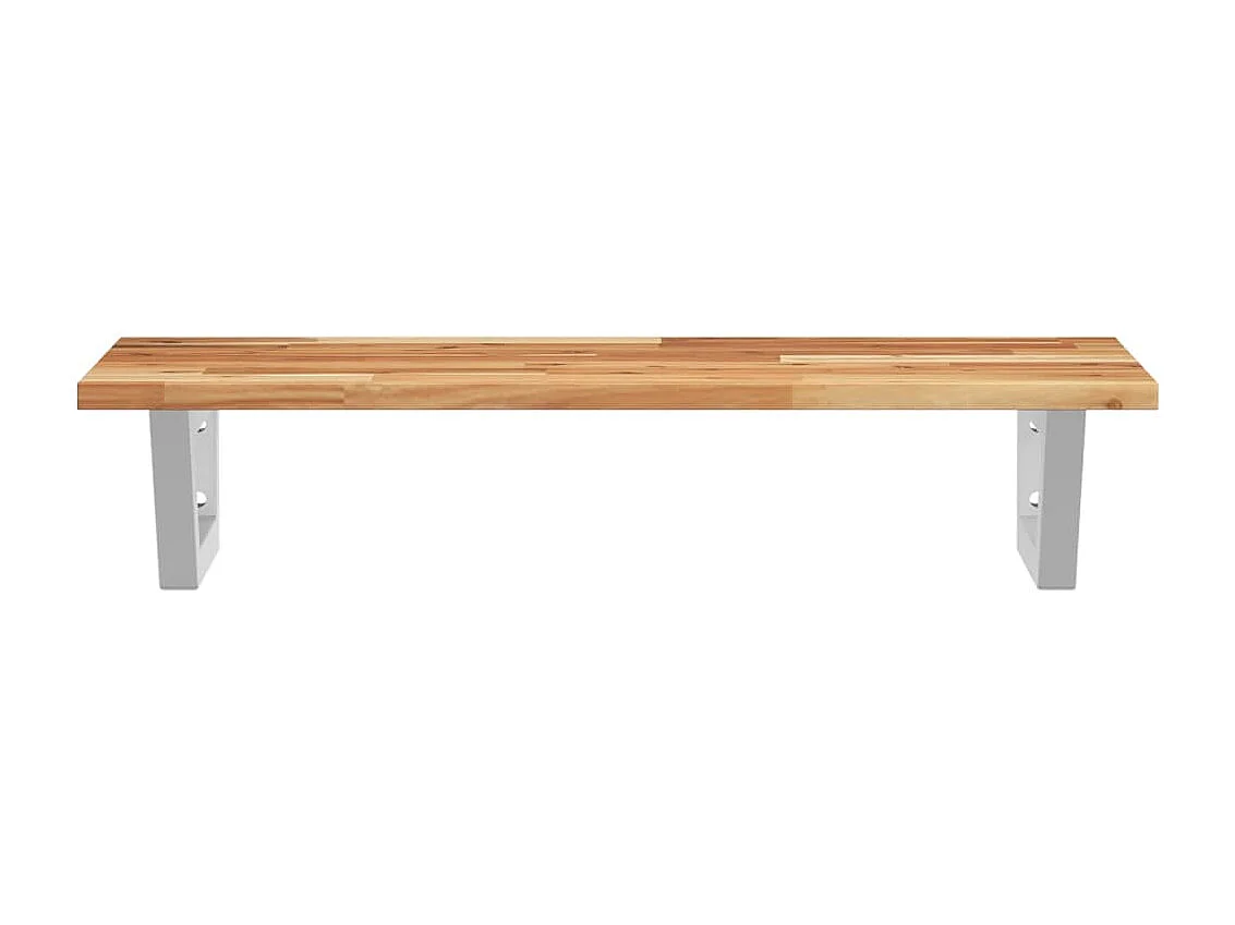 Estante de lavabo de pared acero y madera maciza de acacia