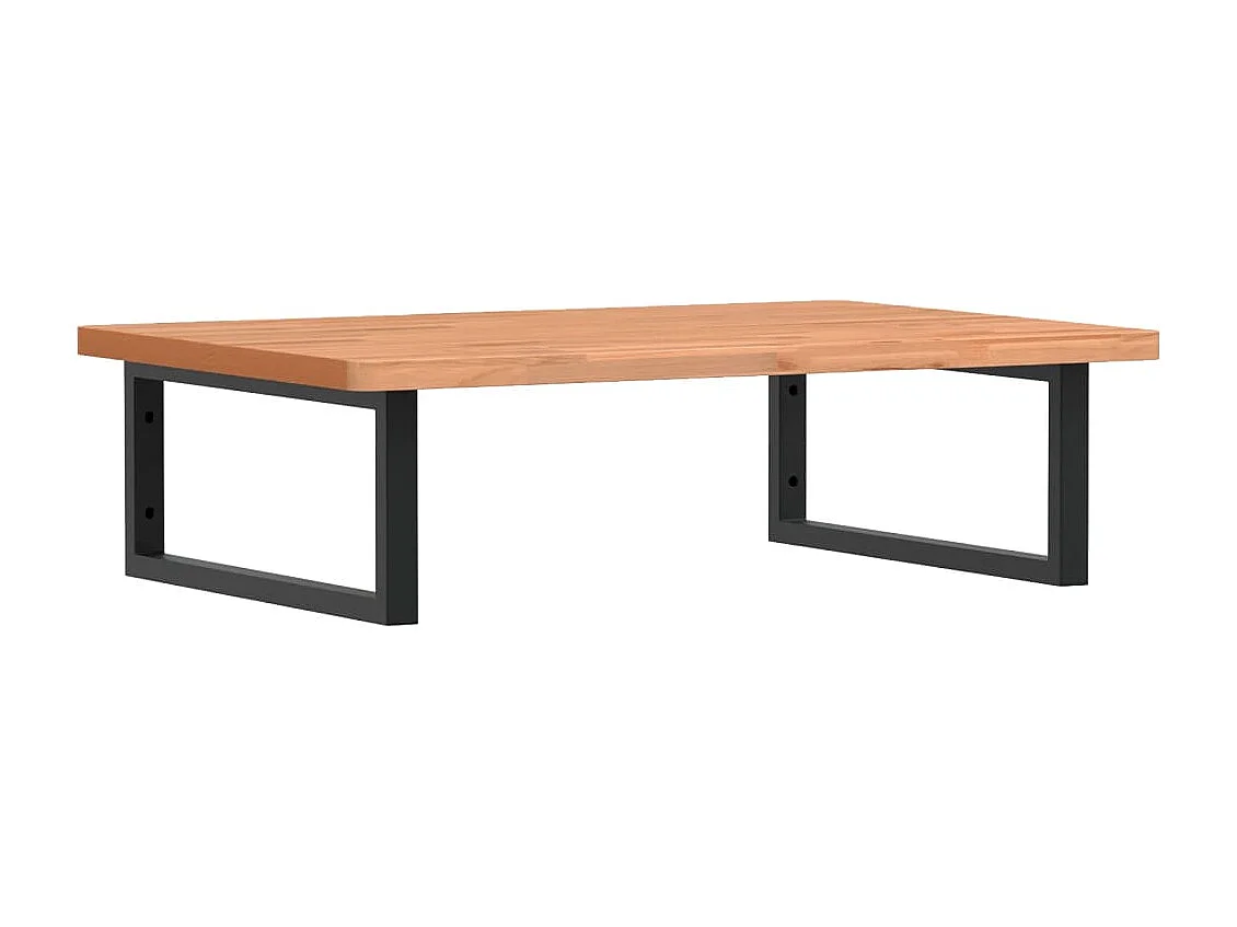 Waschbeckenregal Wandmontage Stahl und Massivholz Buche